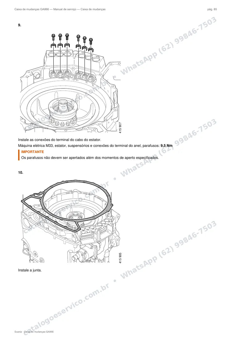 Página do manual de serviço da caixa Scania GA866 — Caixa de mudanças