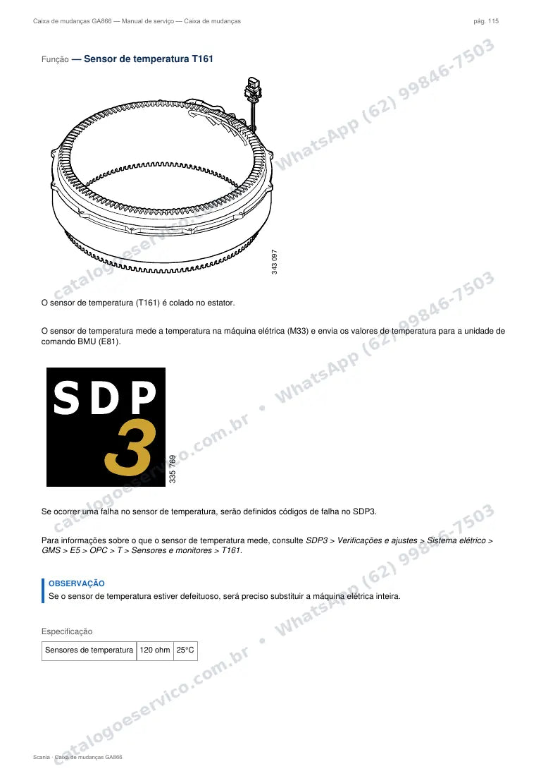 Página do manual de serviço da caixa Scania GA866 — Caixa de mudanças
