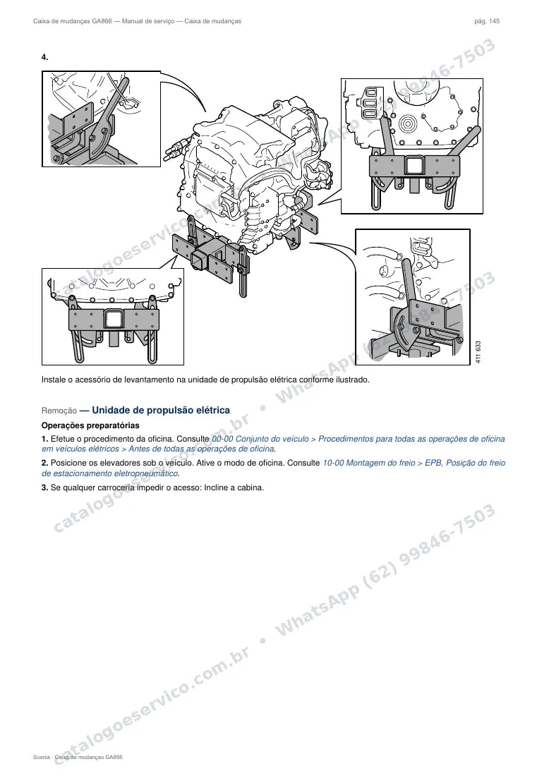 Página do manual de serviço da caixa Scania GA866 — Caixa de mudanças