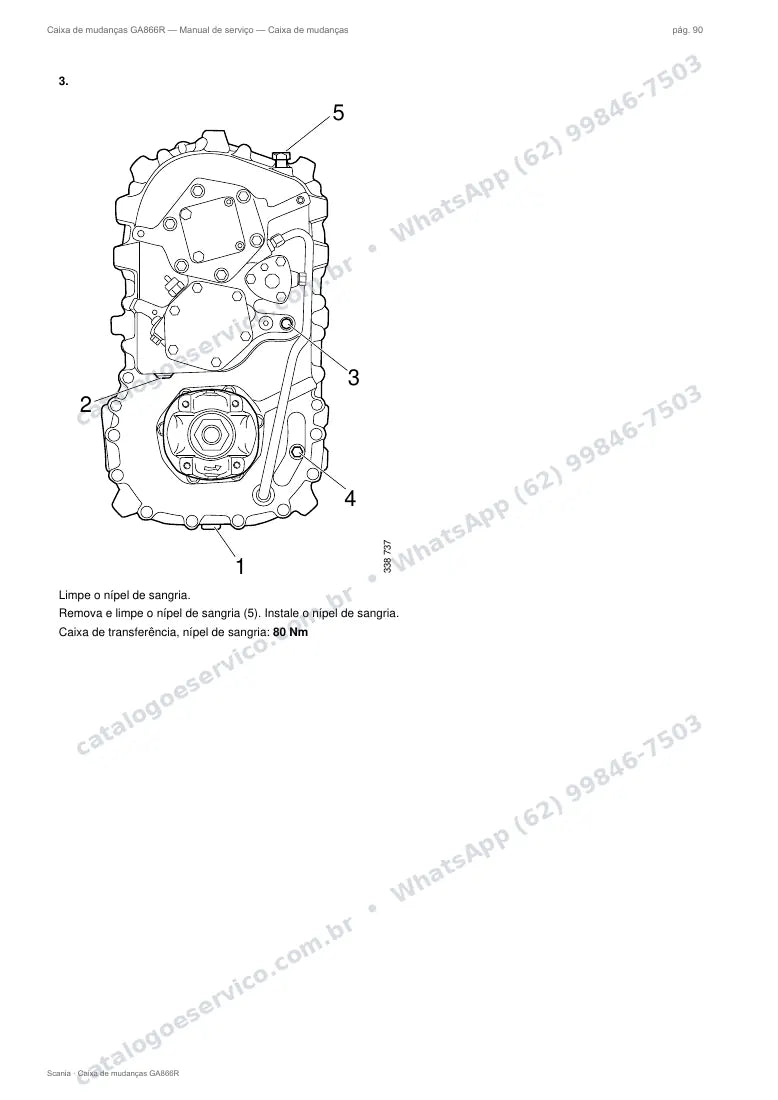 Página do manual de serviço da caixa Scania GA866R — Caixa de mudanças