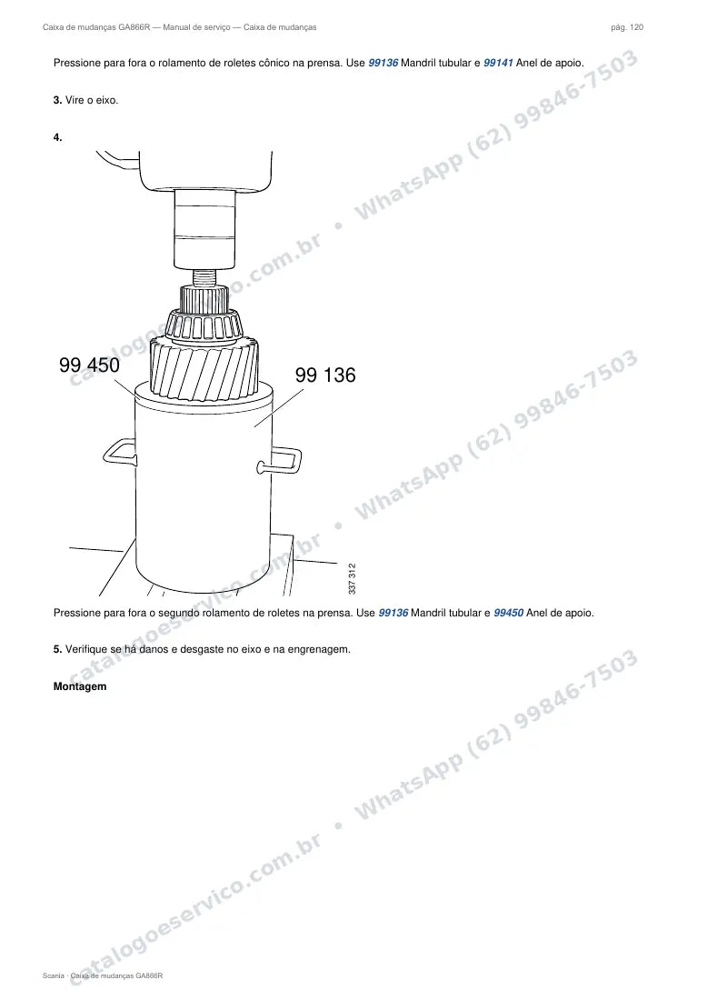 Página do manual de serviço da caixa Scania GA866R — Caixa de mudanças