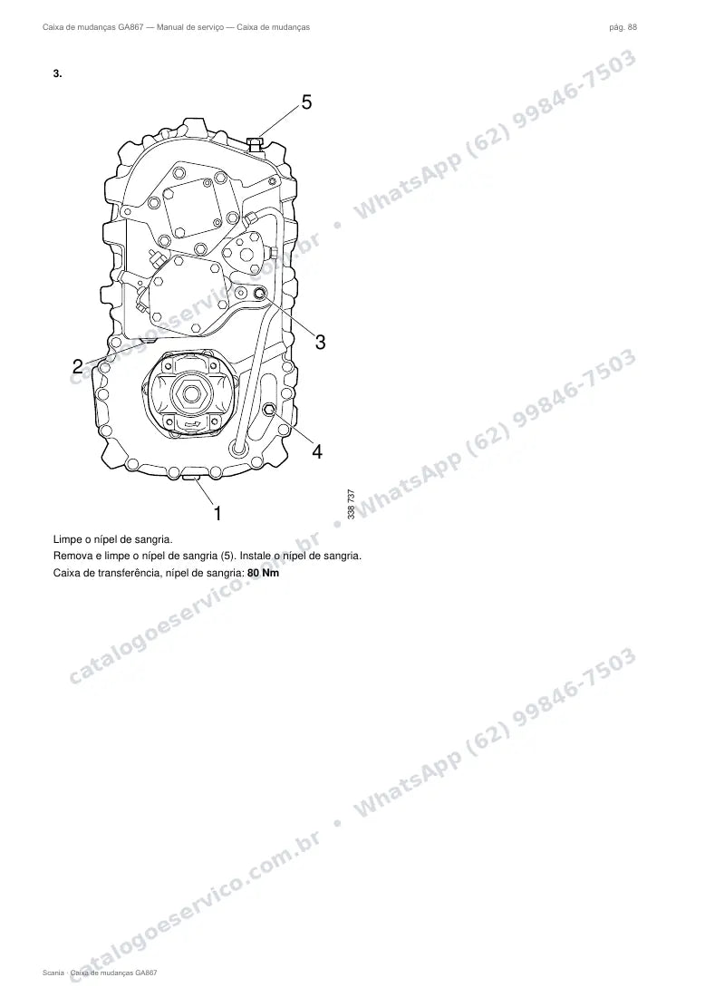 Página do manual de serviço da caixa Scania GA867 — Caixa de mudanças