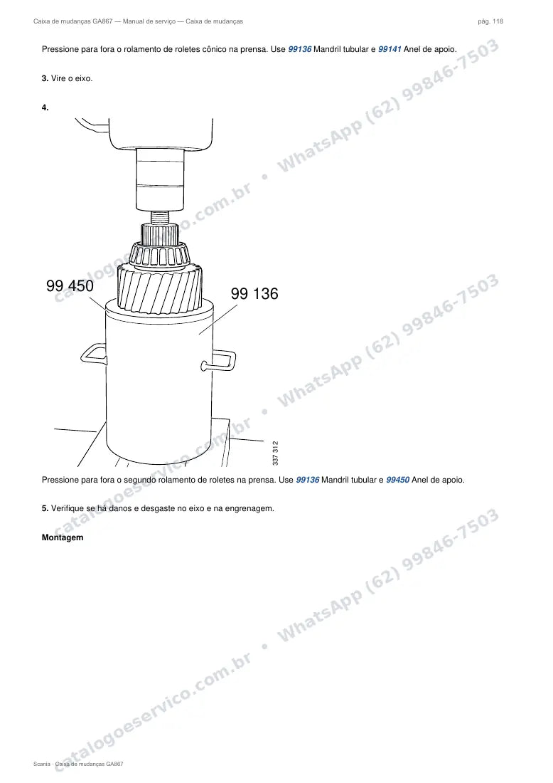 Página do manual de serviço da caixa Scania GA867 — Caixa de mudanças