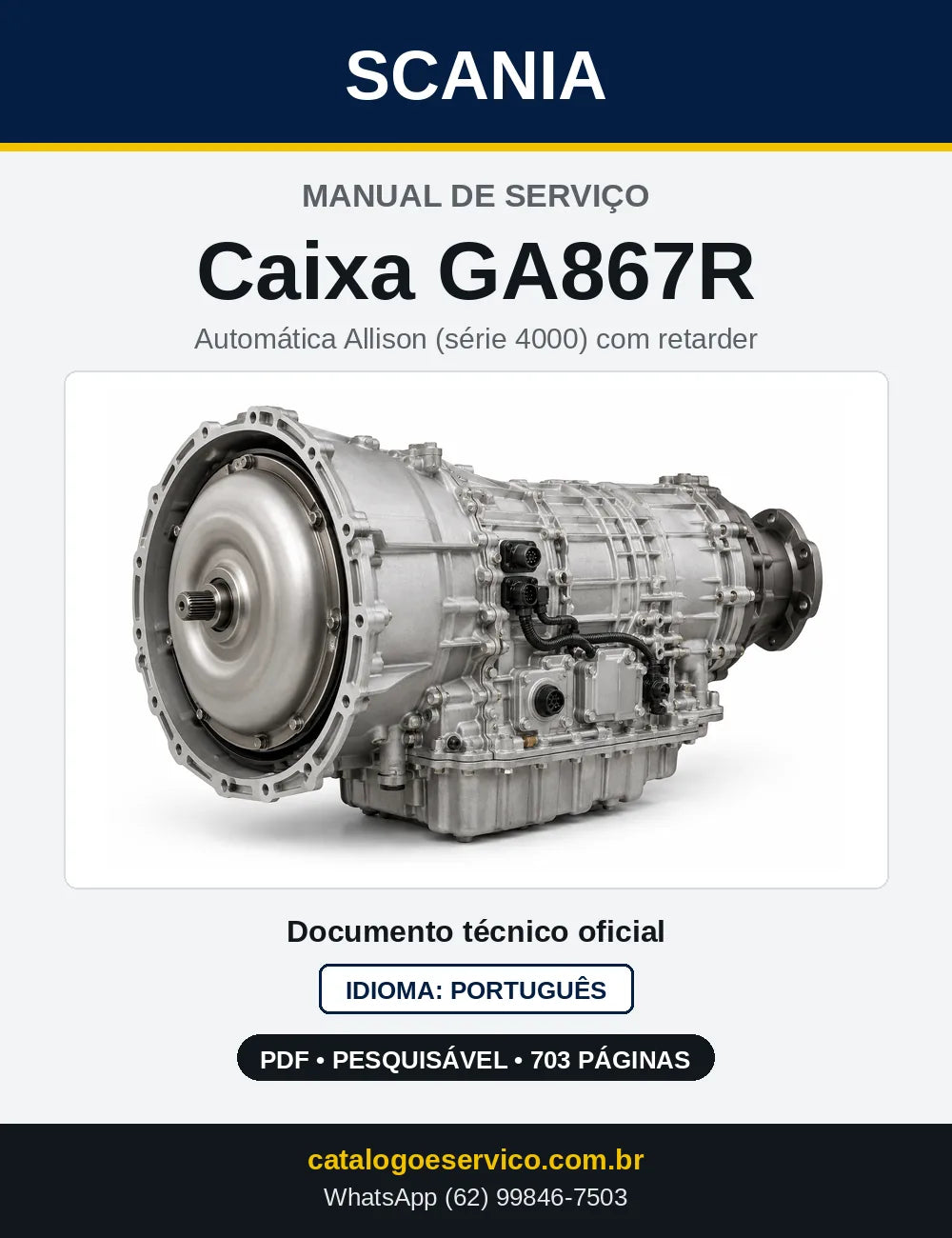 Capa do Manual de Serviço da Caixa de Mudanças Scania GA867R em PDF