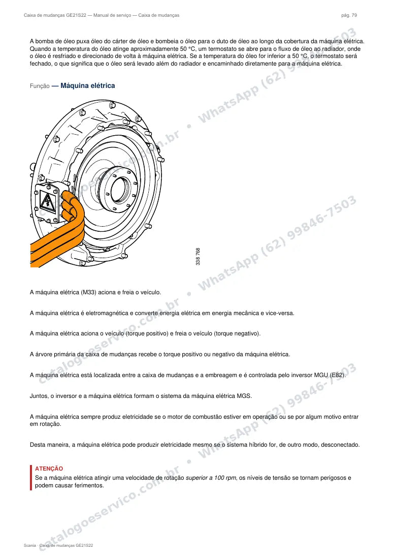 Página do manual de serviço da caixa Scania GE21S22 — Caixa de mudanças