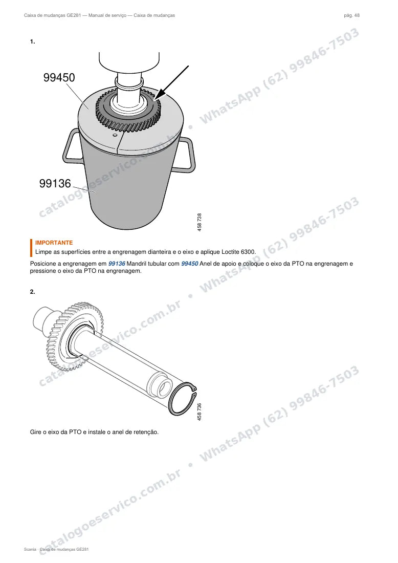 Página do manual de serviço da caixa Scania GE281 — Caixa de mudanças