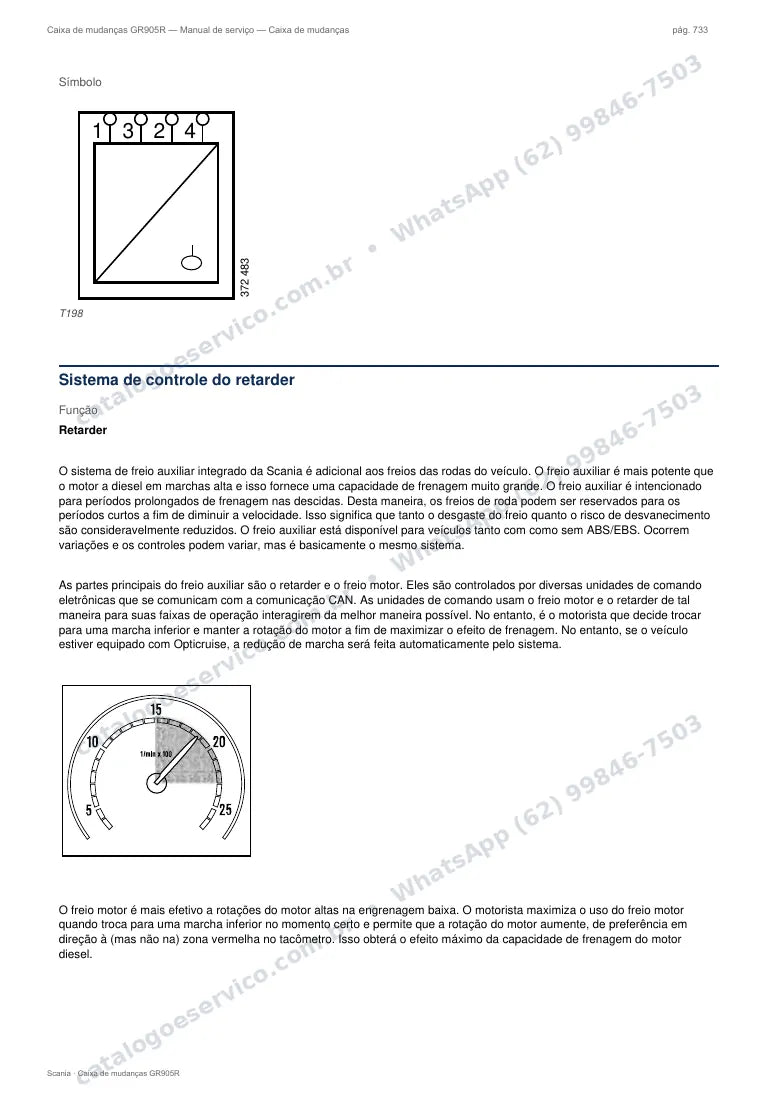 Página do manual de serviço da caixa Scania GR905R — Caixa de mudanças