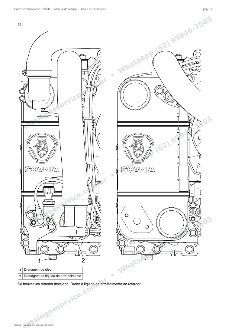 Página do manual de serviço da caixa Scania GR905R — Caixa de mudanças
