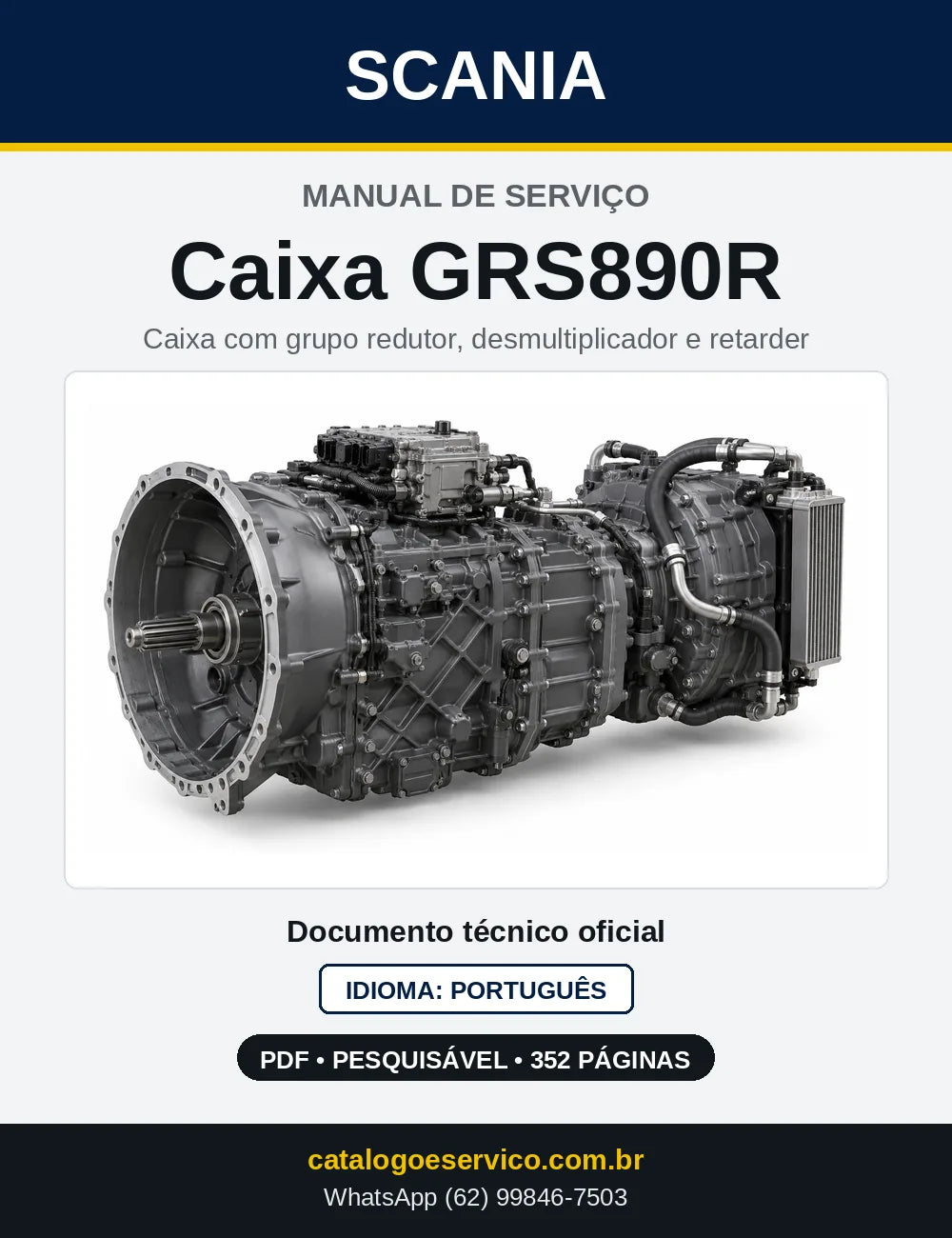 Capa do Manual de Serviço da Caixa de Mudanças Scania GRS890R em PDF