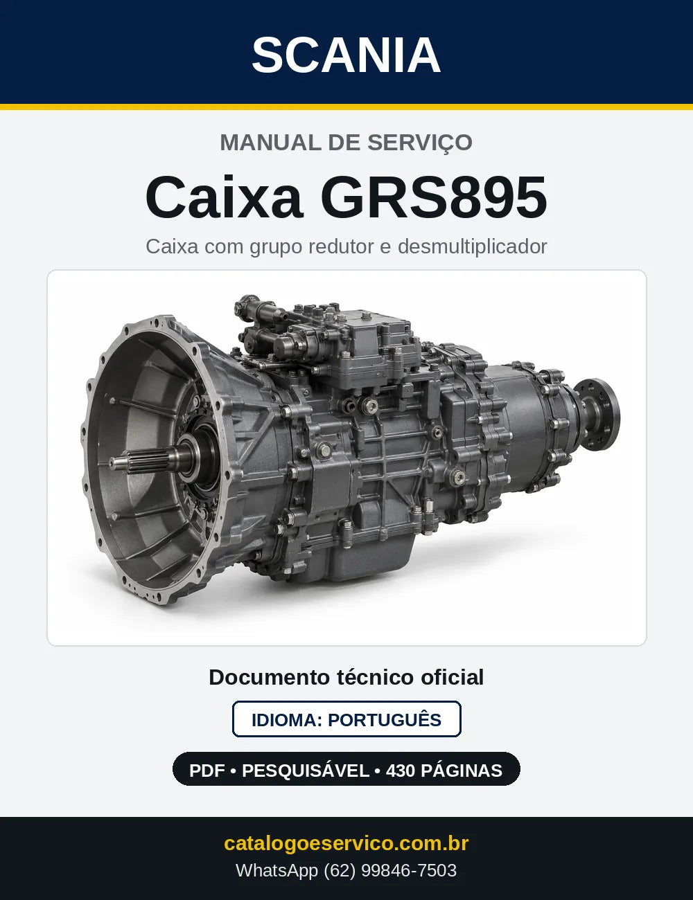 Capa do Manual de Serviço da Caixa de Mudanças Scania GRS895 em PDF