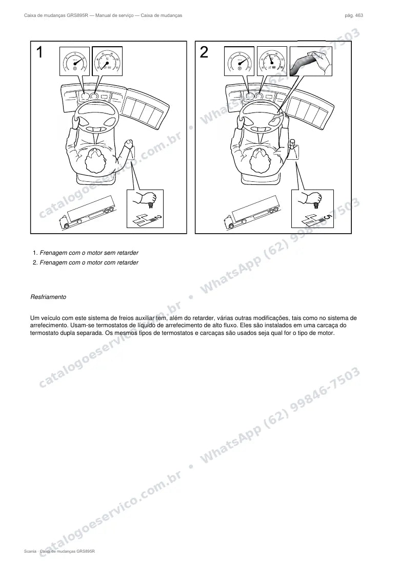Página do manual de serviço da caixa Scania GRS895R — Caixa de mudanças