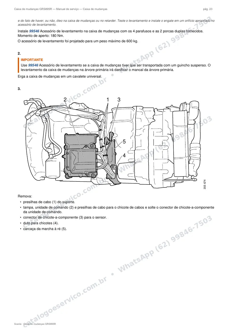 Página do manual de serviço da caixa Scania GRS895R — Caixa de mudanças