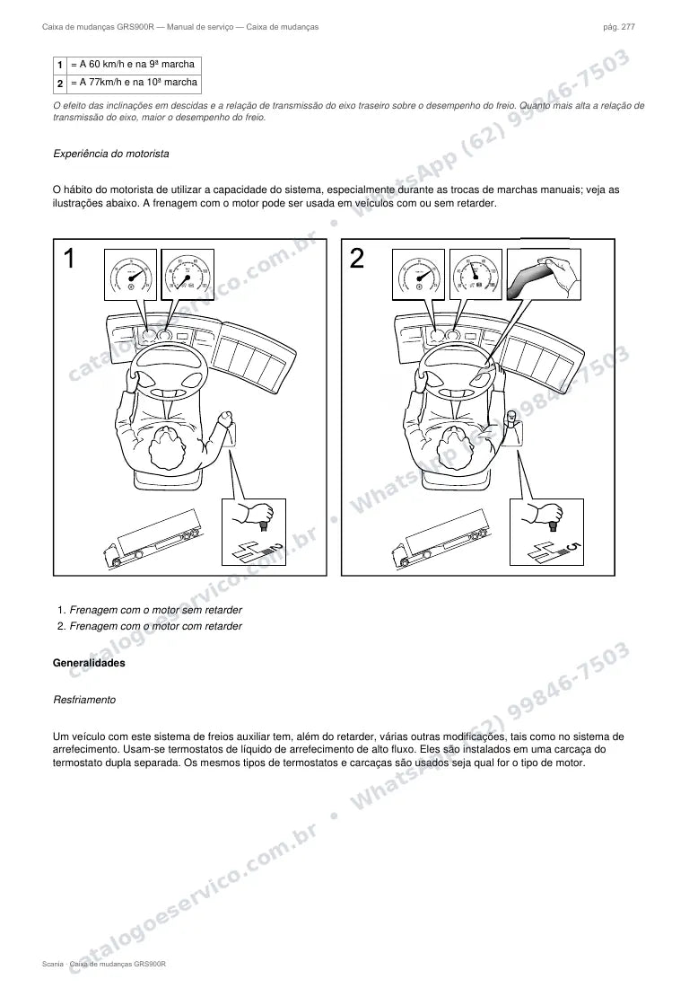 Página do manual de serviço da caixa Scania GRS900R — Caixa de mudanças