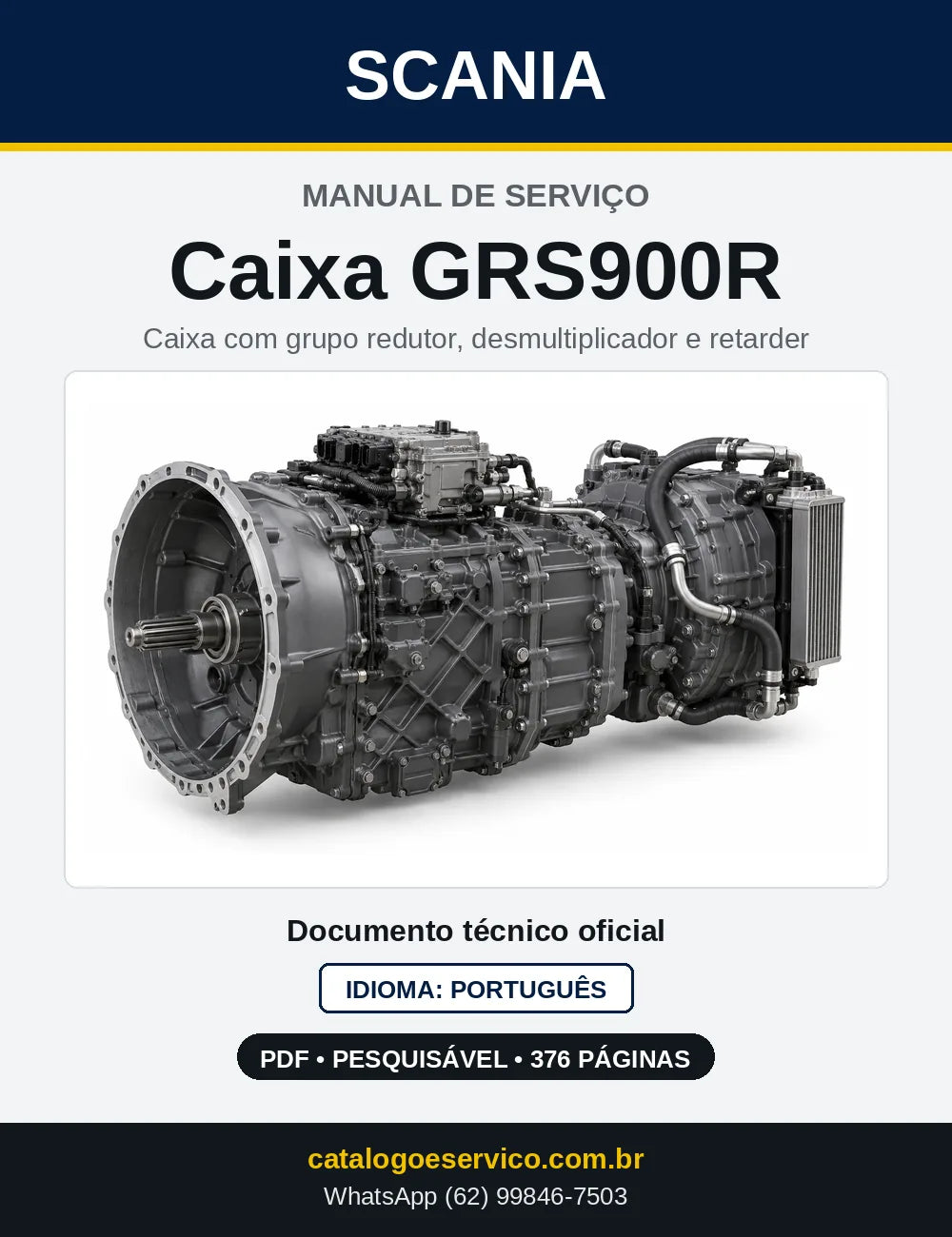 Capa do Manual de Serviço da Caixa de Mudanças Scania GRS900R em PDF