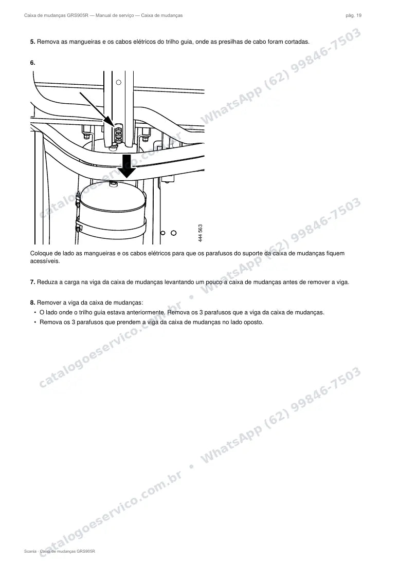 Página do manual de serviço da caixa Scania GRS905R — Caixa de mudanças