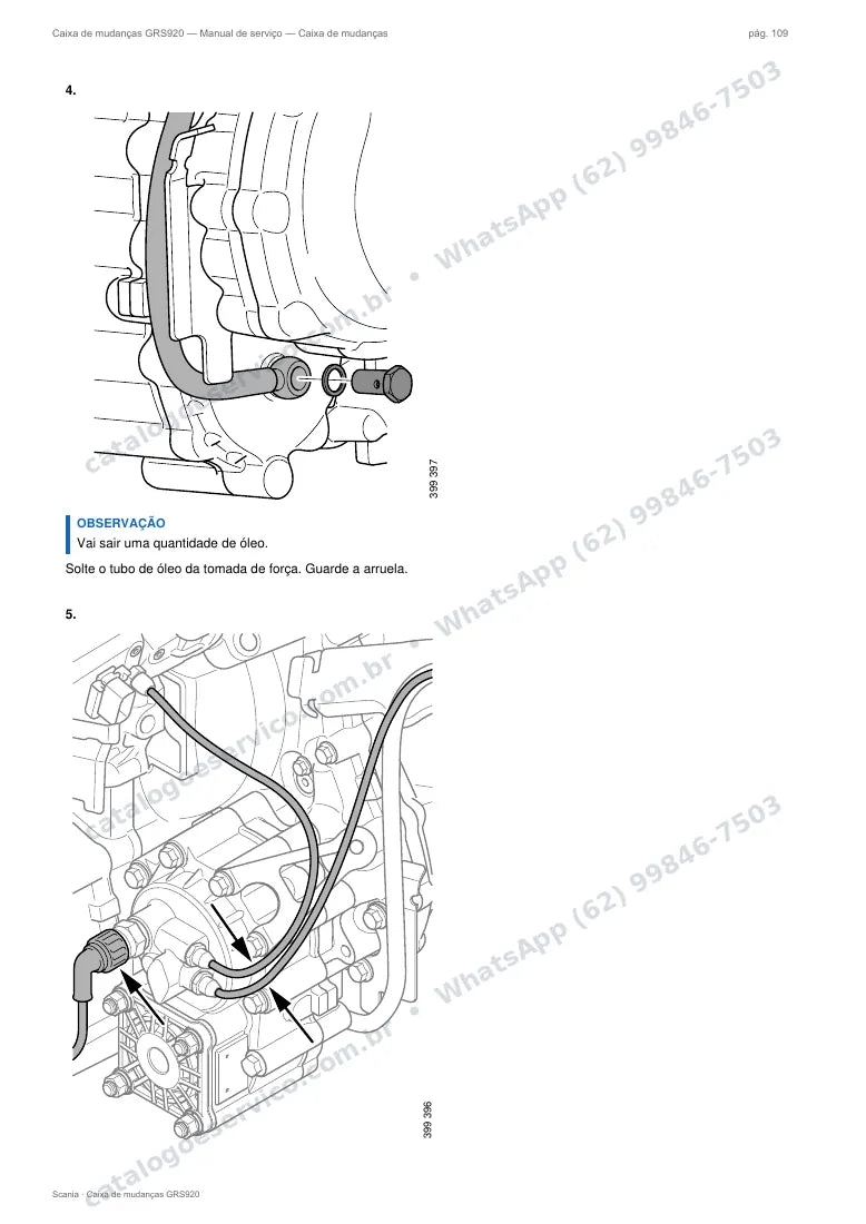 Página do manual de serviço da caixa Scania GRS920 — Caixa de mudanças
