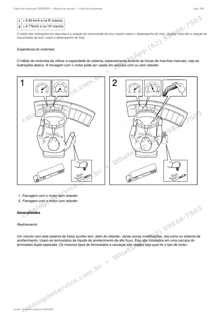 Página do manual de serviço da caixa Scania GRS920R — Caixa de mudanças