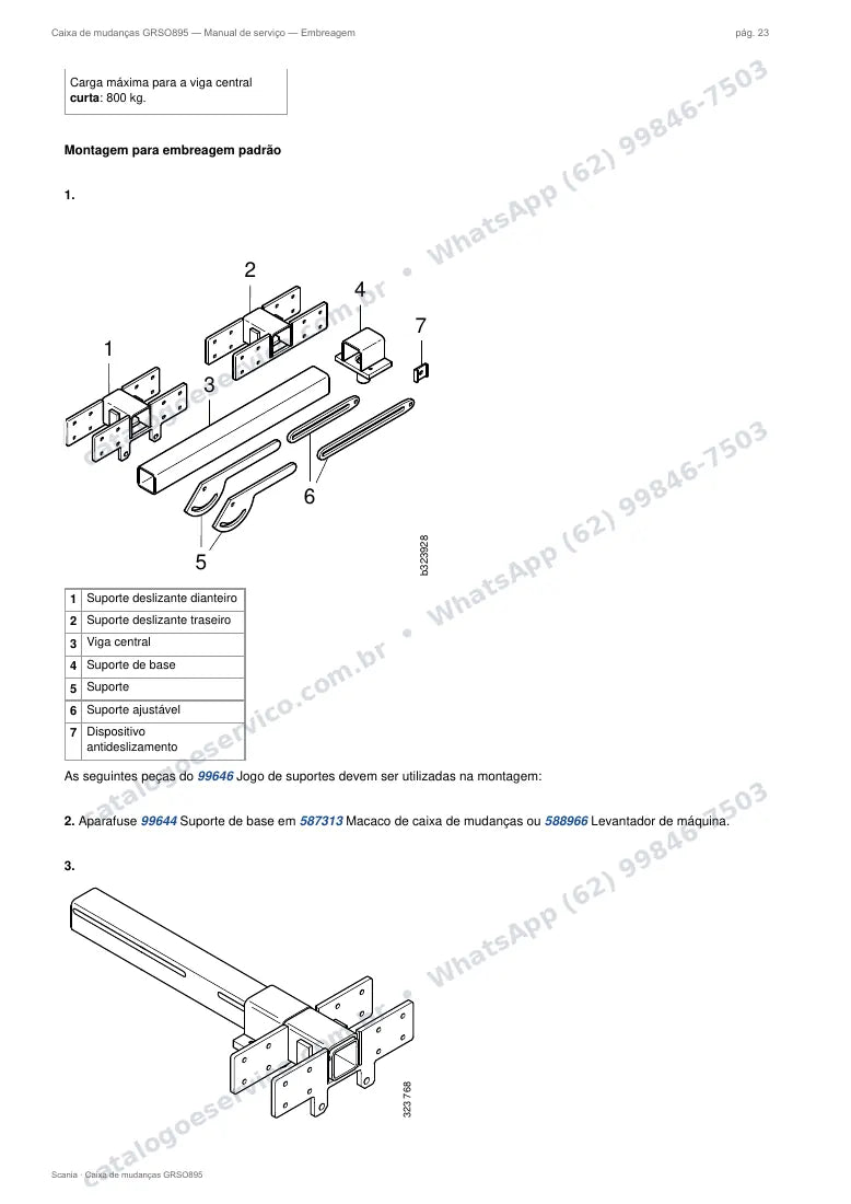 Página do manual de serviço da caixa Scania GRSO895 — Embreagem