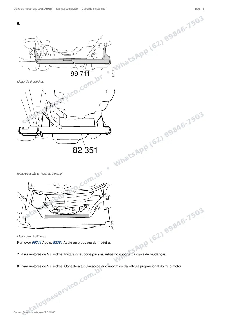 Página do manual de serviço da caixa Scania GRSO895R — Caixa de mudanças