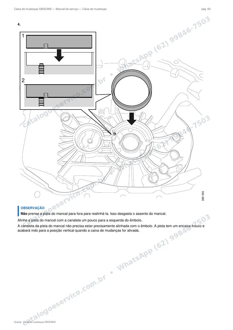 Página do manual de serviço da caixa Scania GRSO905 — Caixa de mudanças