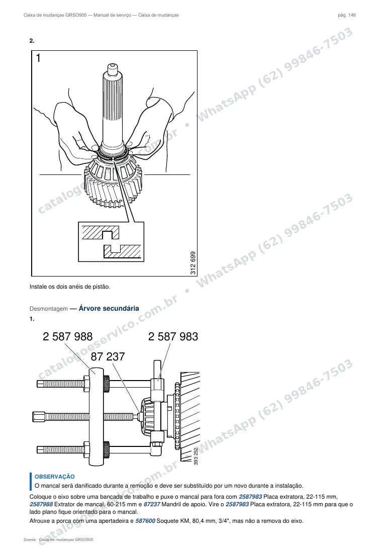 Página do manual de serviço da caixa Scania GRSO905 — Caixa de mudanças