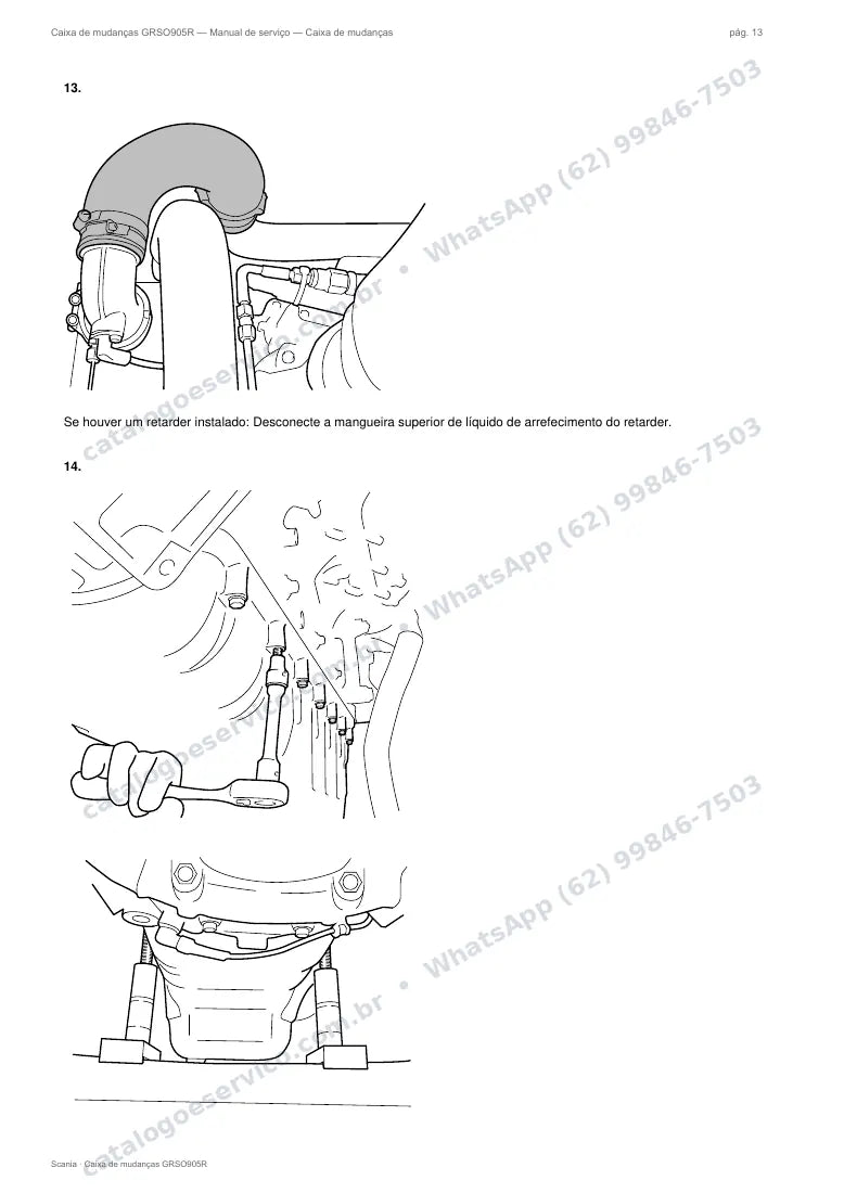 Página do manual de serviço da caixa Scania GRSO905R — Caixa de mudanças