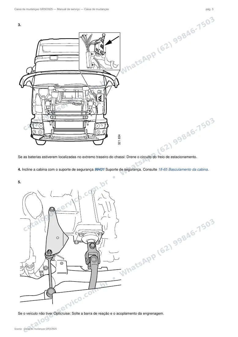 Página do manual de serviço da caixa Scania GRSO925 — Caixa de mudanças