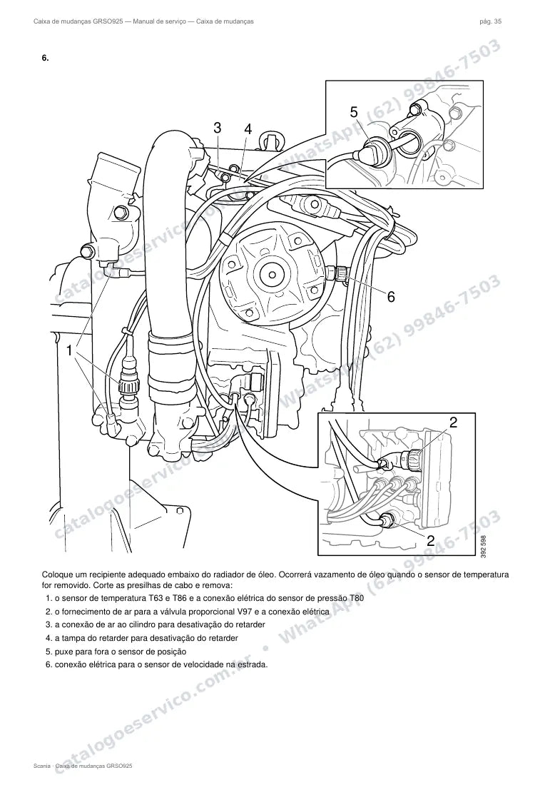 Página do manual de serviço da caixa Scania GRSO925 — Caixa de mudanças