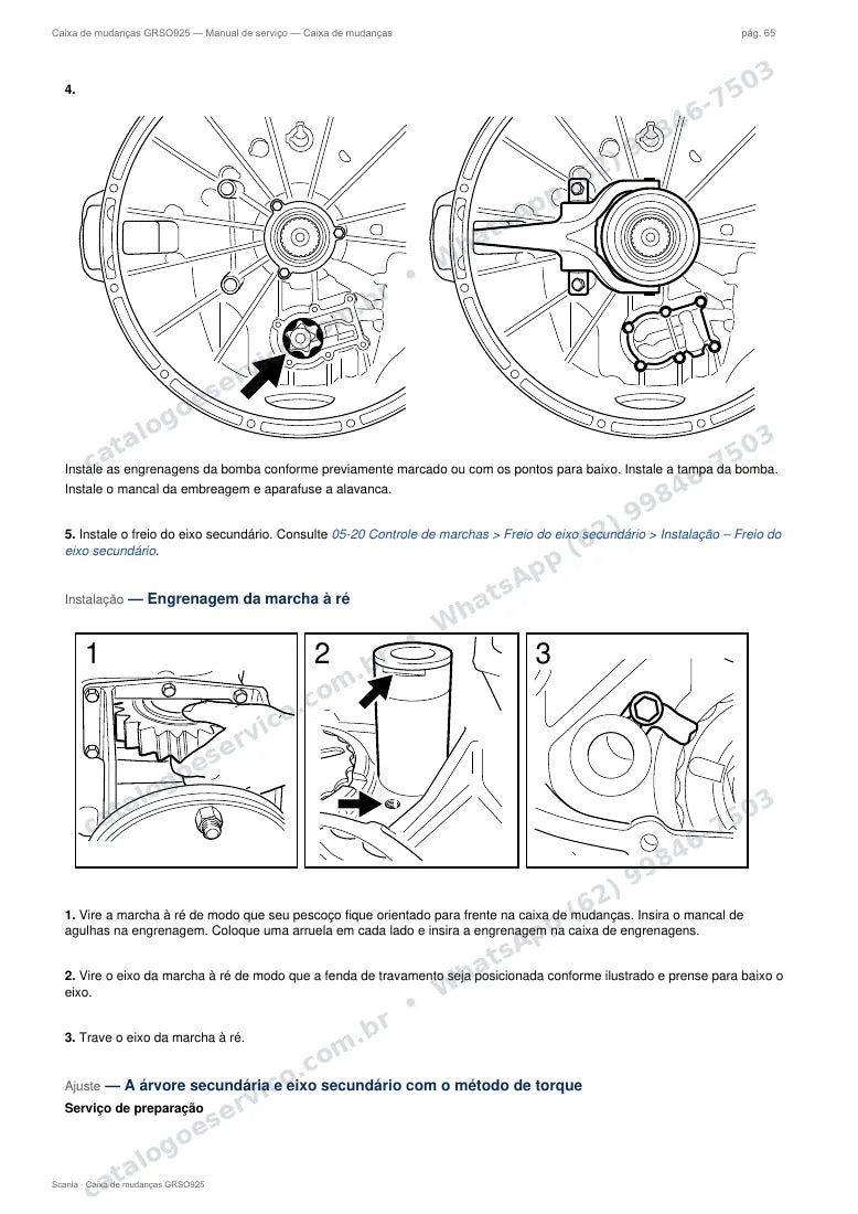 Página do manual de serviço da caixa Scania GRSO925 — Caixa de mudanças