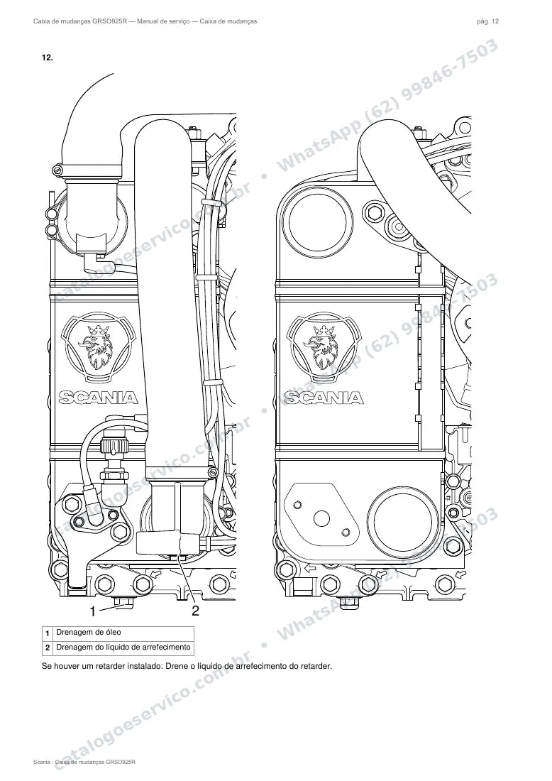 Página do manual de serviço da caixa Scania GRSO925R — Caixa de mudanças