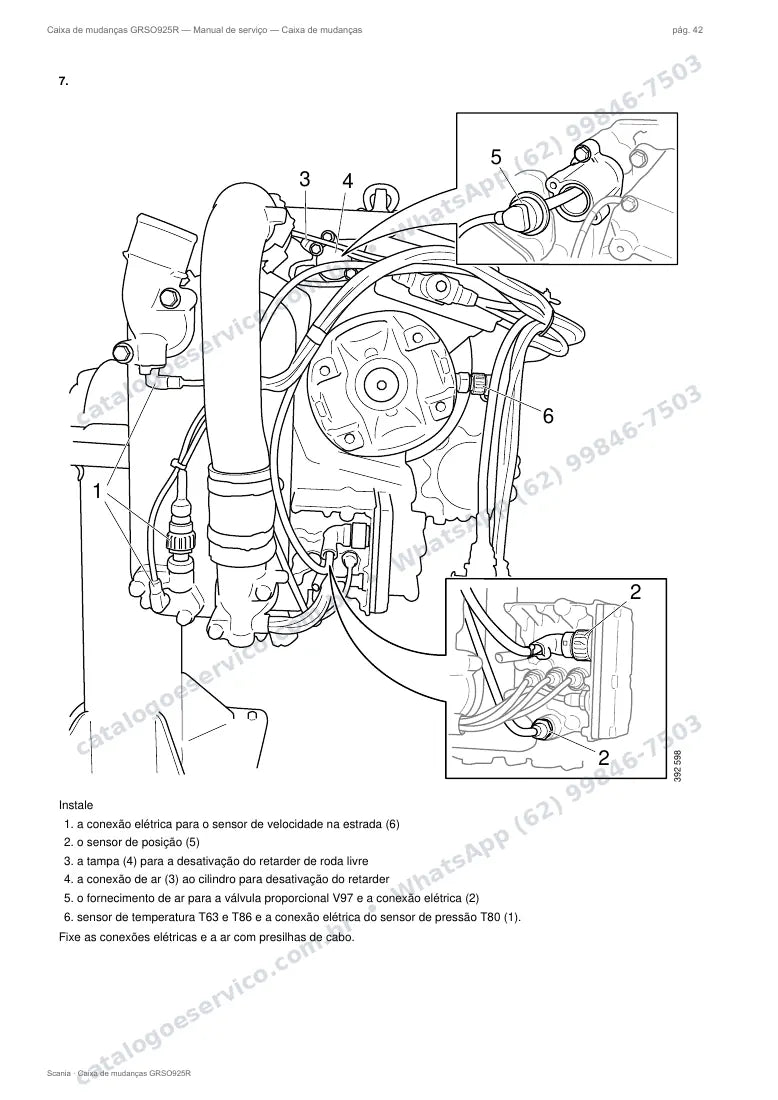 Página do manual de serviço da caixa Scania GRSO925R — Caixa de mudanças