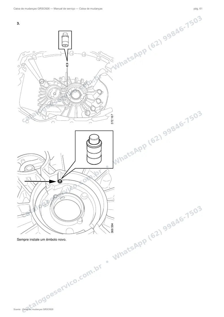 Página do manual de serviço da caixa Scania GRSO926 — Caixa de mudanças