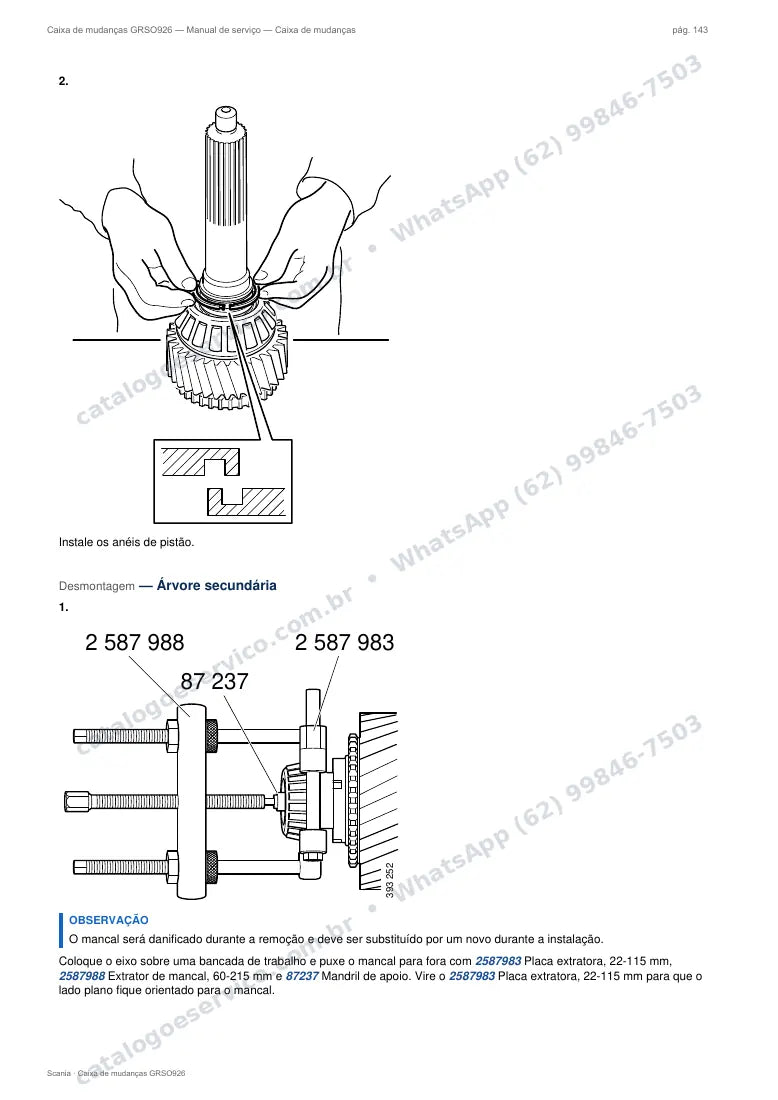 Página do manual de serviço da caixa Scania GRSO926 — Caixa de mudanças