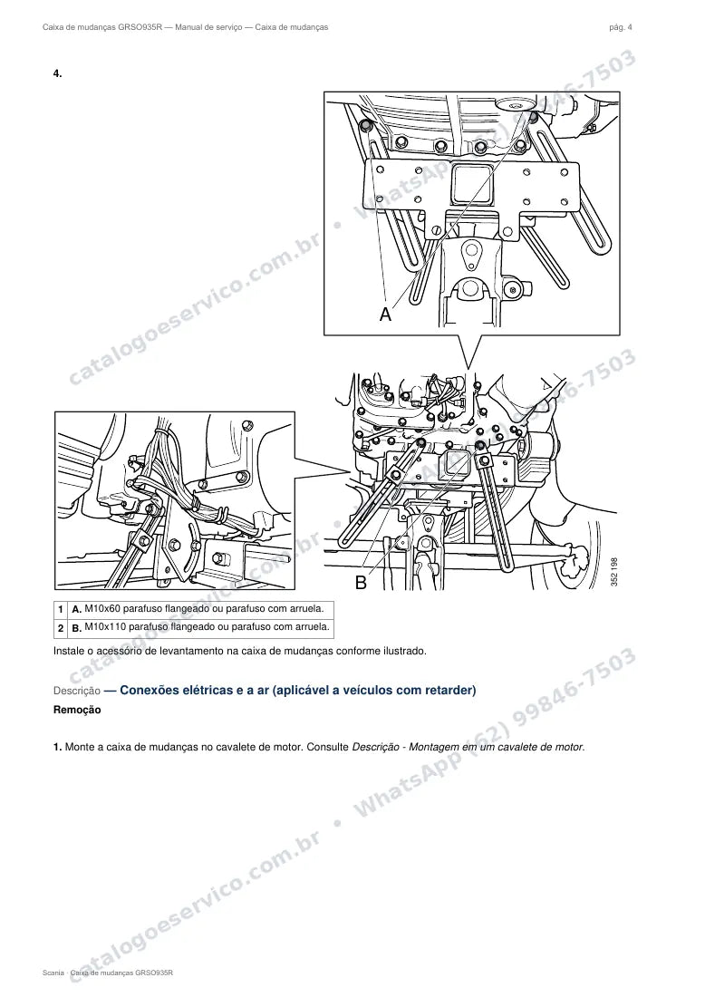 Página do manual de serviço da caixa Scania GRSO935R — Caixa de mudanças