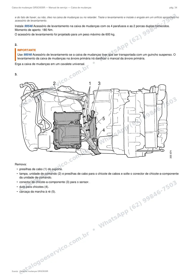 Página do manual de serviço da caixa Scania GRSO935R — Caixa de mudanças