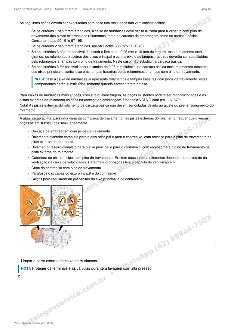 Página do manual de serviço da caixa Volvo AT2412C — Caixa de mudanças