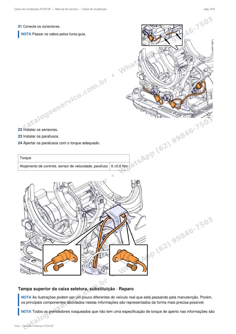 Página do manual de serviço da caixa Volvo AT2412F — Caixa de mudanças