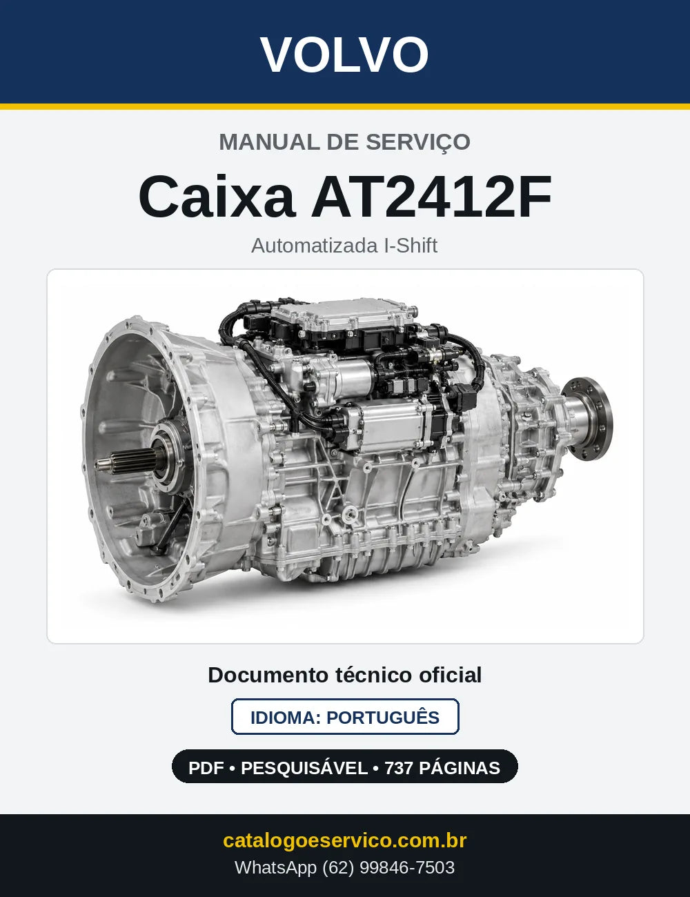 Capa do Manual de Serviço da Caixa de Mudanças Volvo AT2412F em PDF