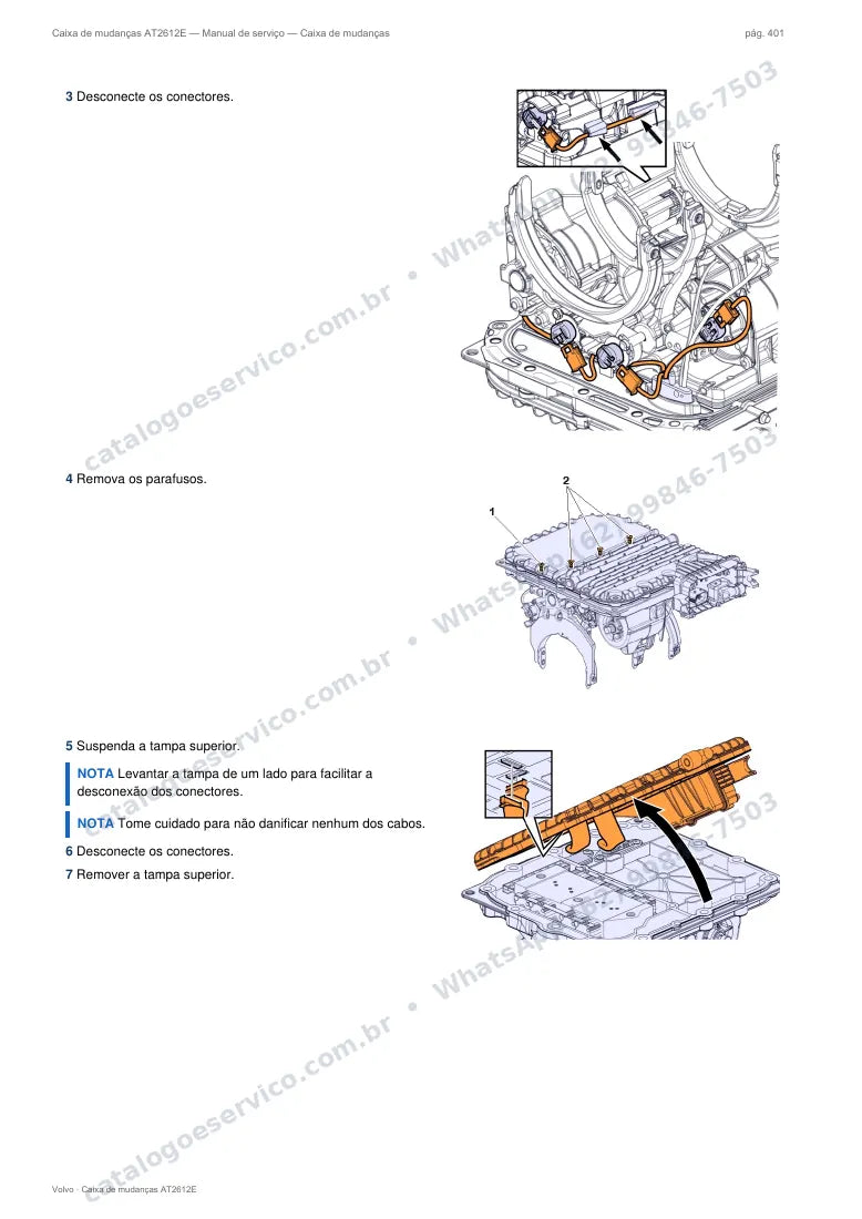 Página do manual de serviço da caixa Volvo AT2612E — Caixa de mudanças