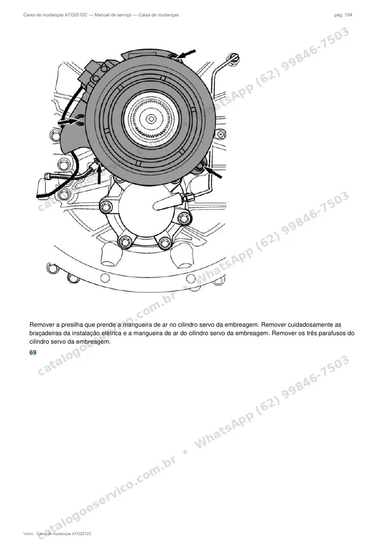 Página do manual de serviço da caixa Volvo ATO2512C — Caixa de mudanças