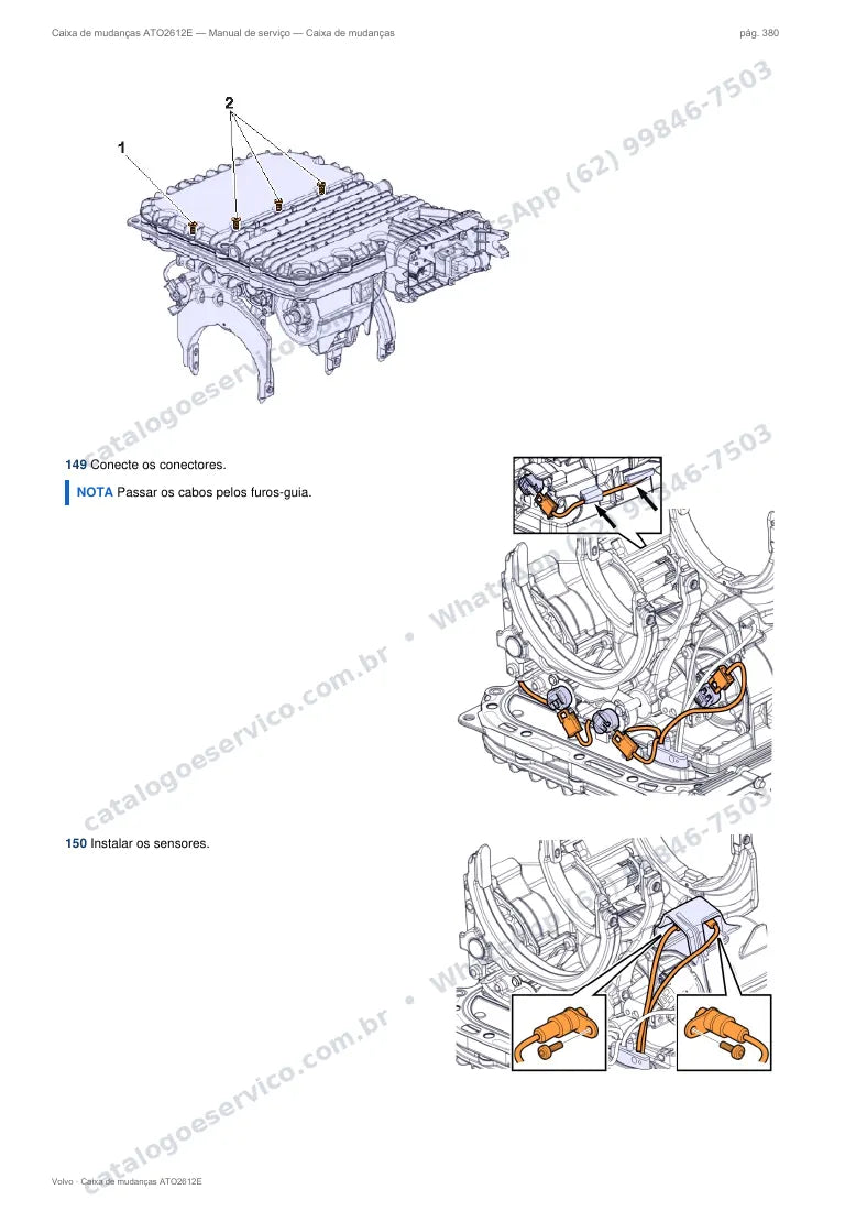 Página do manual de serviço da caixa Volvo ATO2612E — Caixa de mudanças