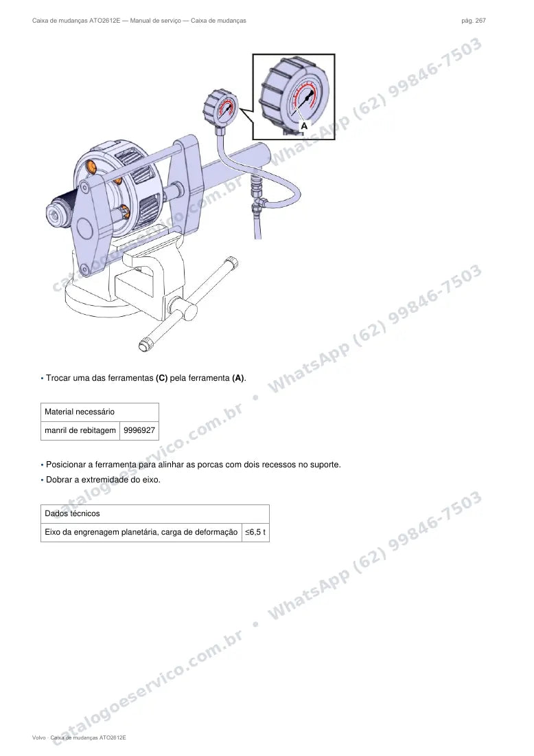 Página do manual de serviço da caixa Volvo ATO2612E — Caixa de mudanças