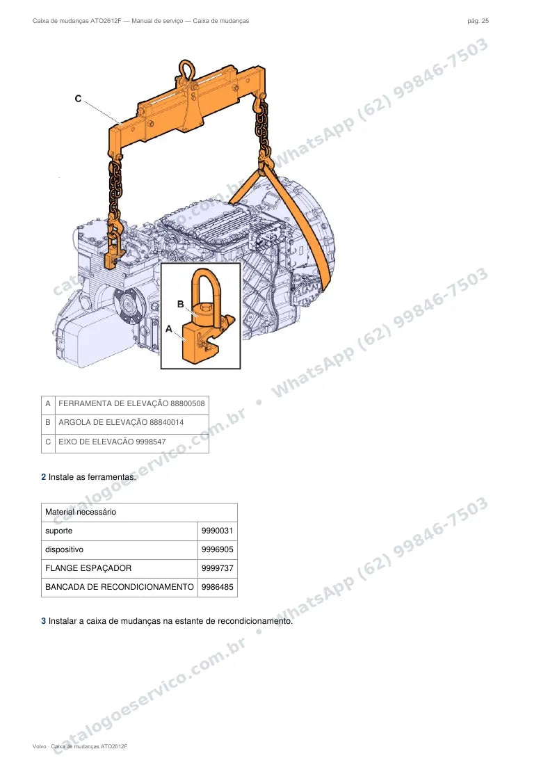 Página do manual de serviço da caixa Volvo ATO2612F — Caixa de mudanças