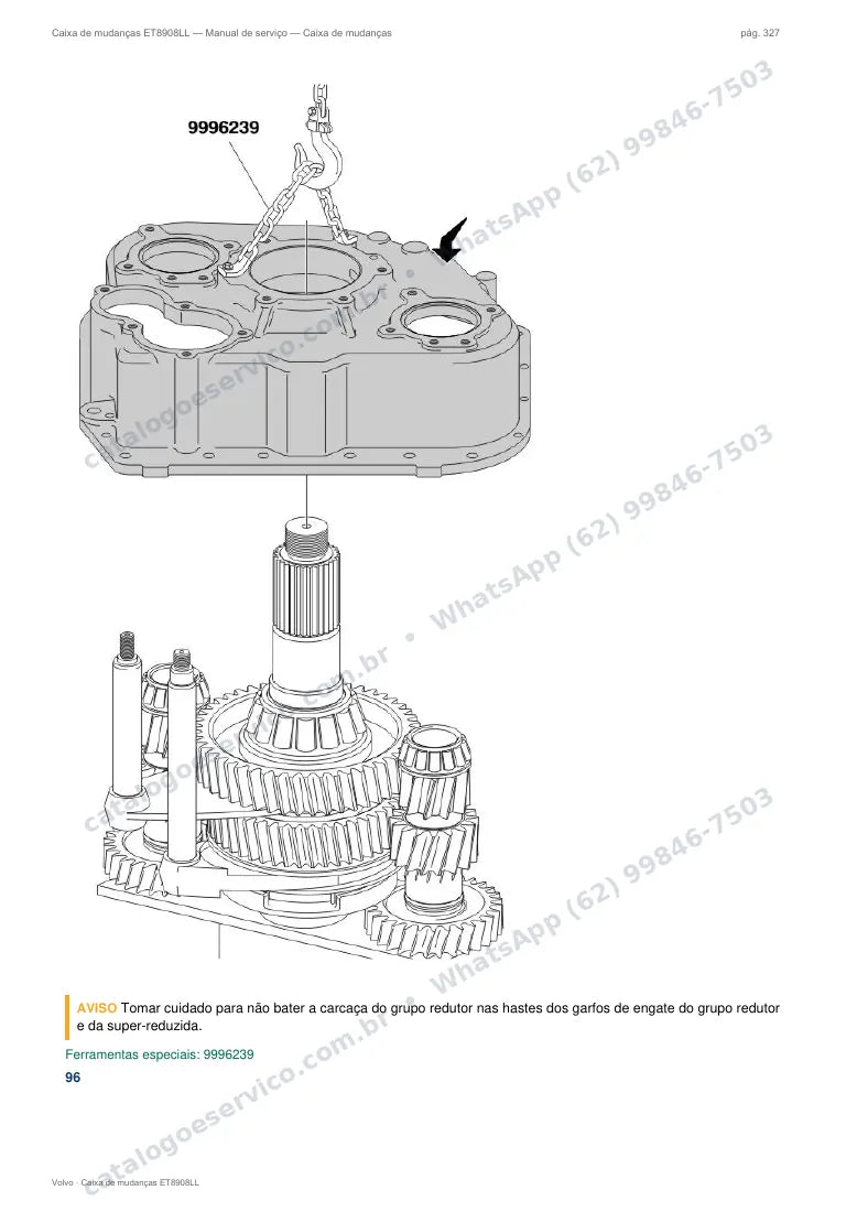 Página do manual de serviço da caixa Volvo ET8908LL — Caixa de mudanças
