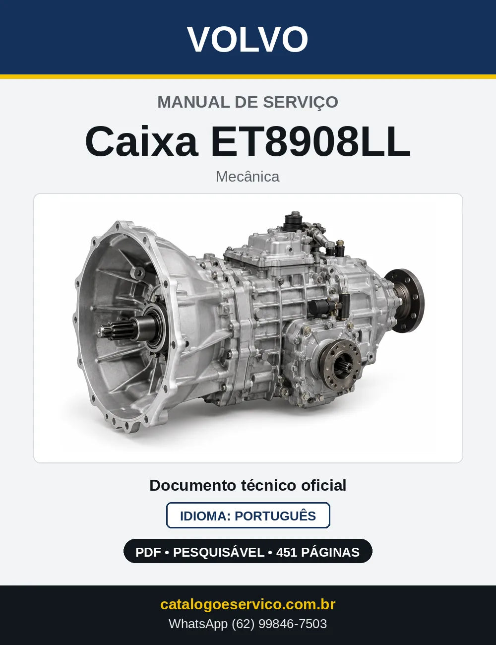 Capa do Manual de Serviço da Caixa de Mudanças Volvo ET8908LL em PDF