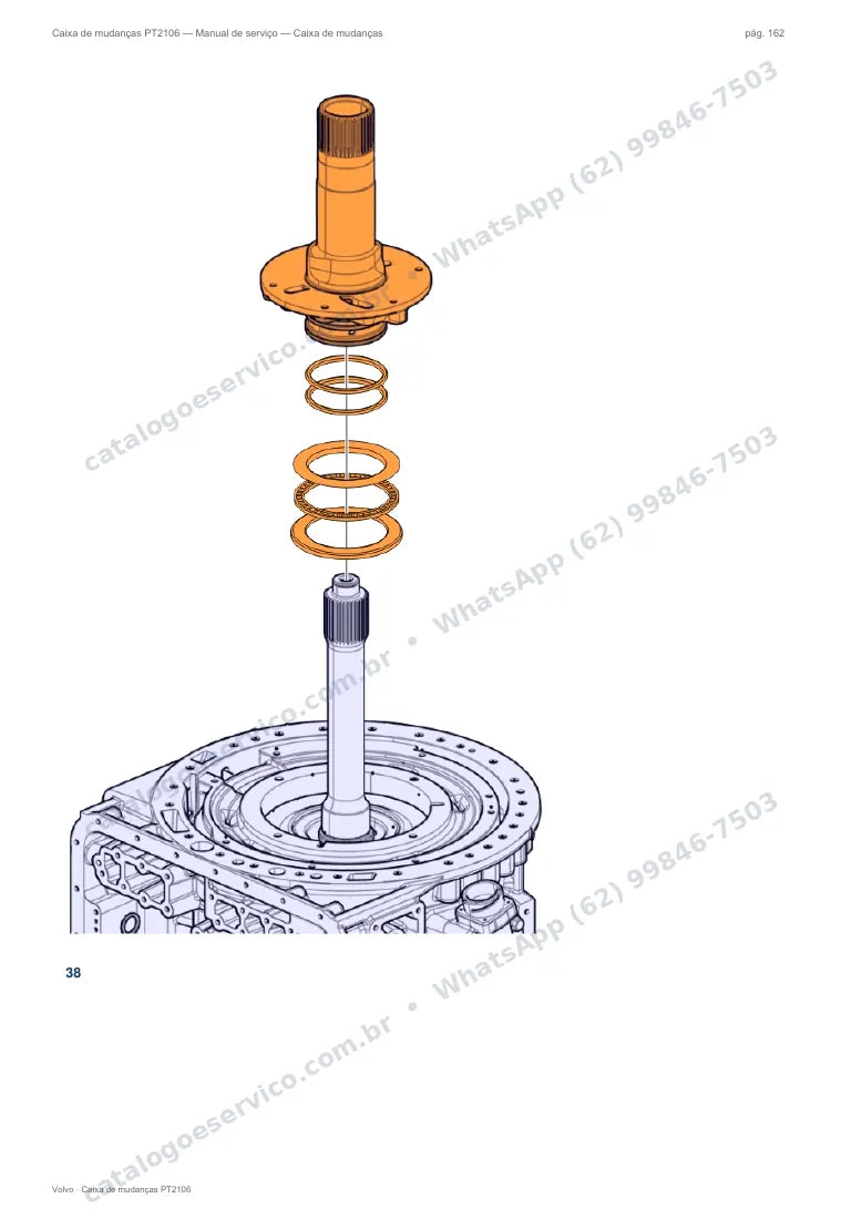 Página do manual de serviço da caixa Volvo PT2106 — Caixa de mudanças