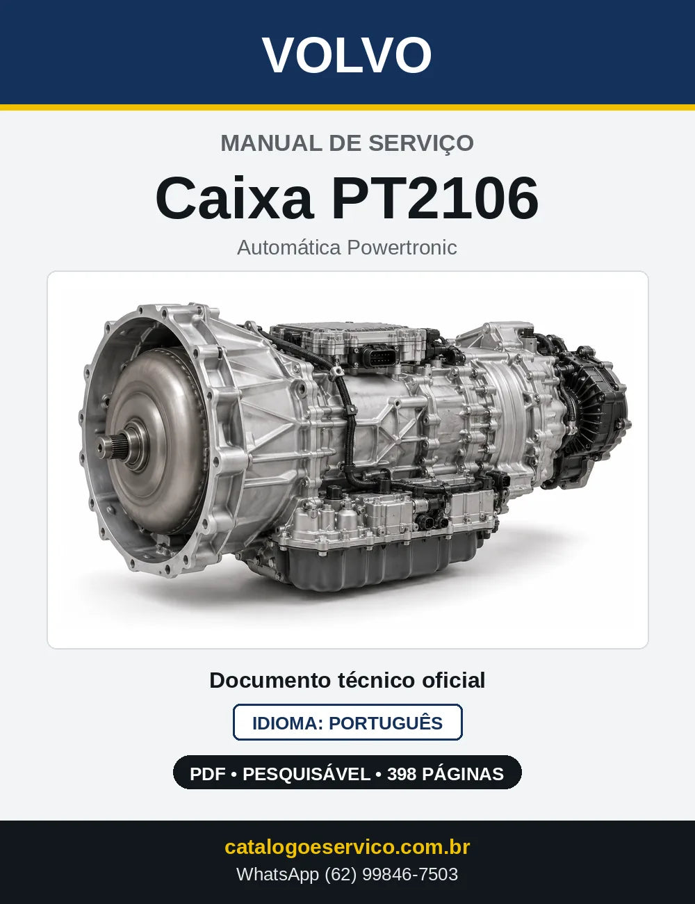 Capa do Manual de Serviço da Caixa de Mudanças Volvo PT2106 em PDF