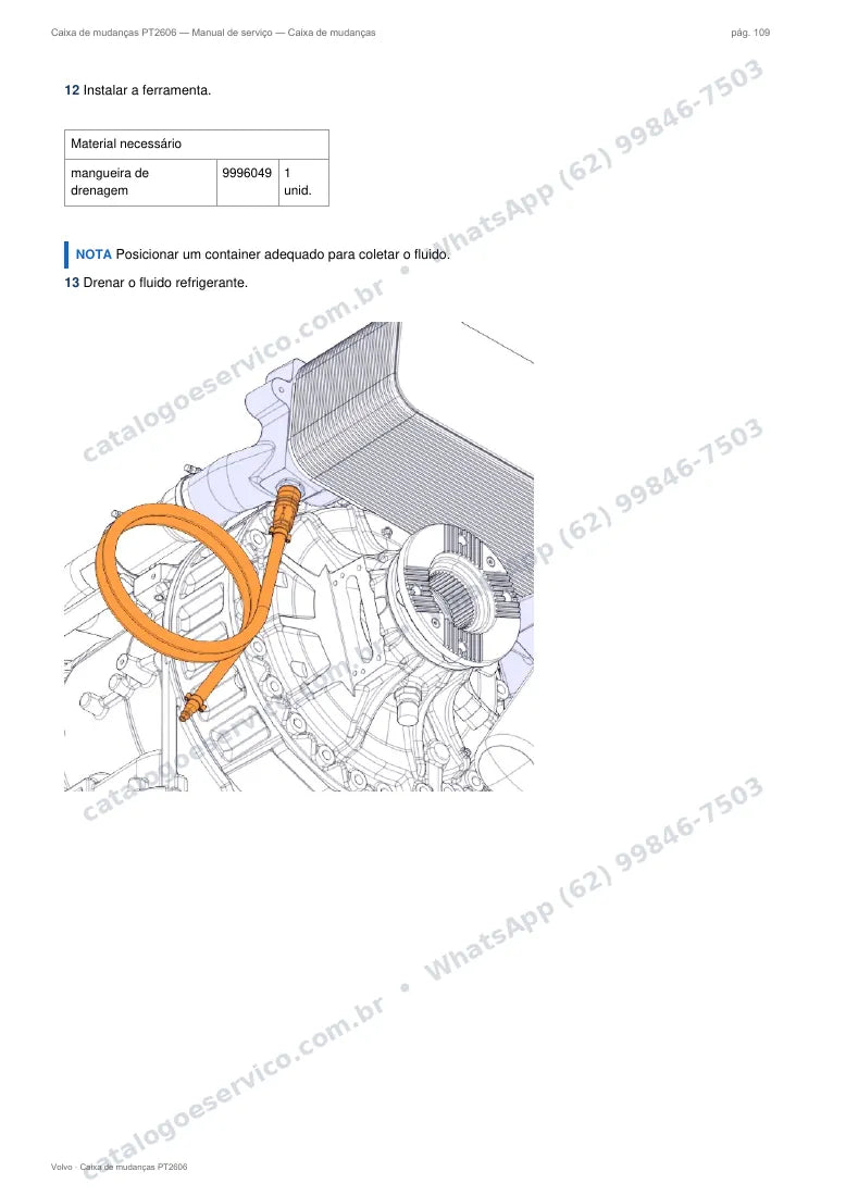 Página do manual de serviço da caixa Volvo PT2606 — Caixa de mudanças