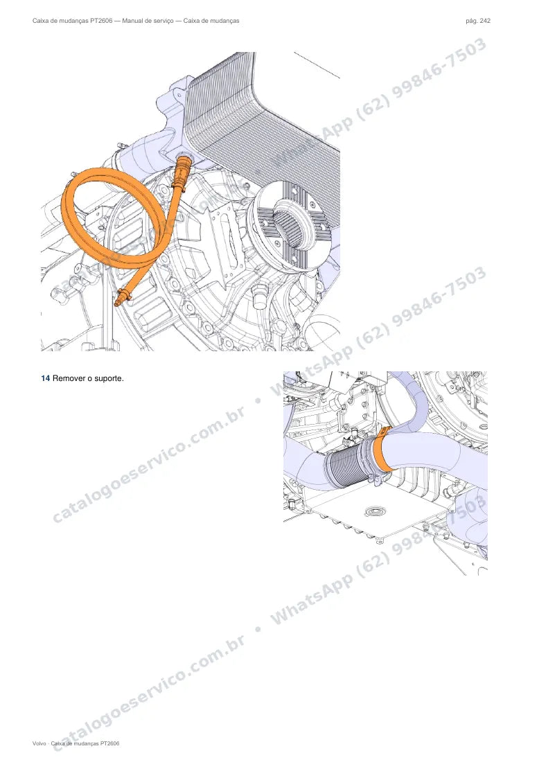 Página do manual de serviço da caixa Volvo PT2606 — Caixa de mudanças