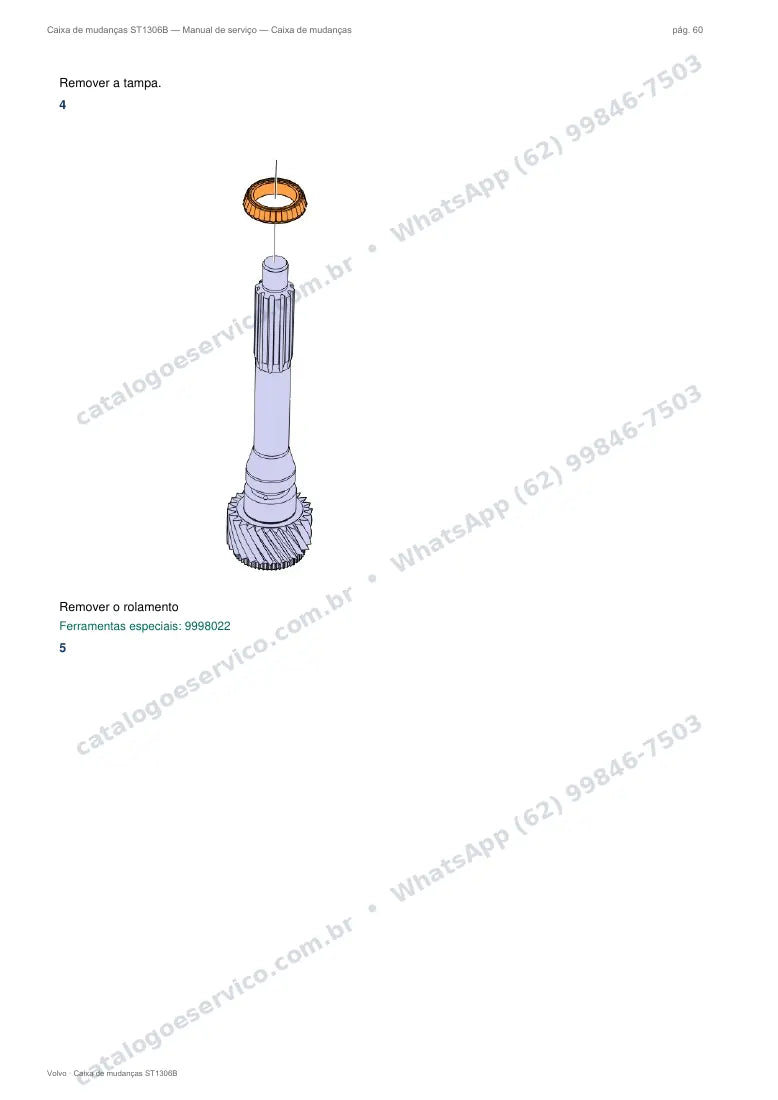 Página do manual de serviço da caixa Volvo ST1306B — Caixa de mudanças
